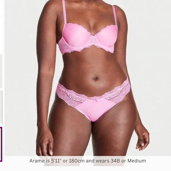 Victoria's Secret Dream Angel Lightly Lined Lace Demi Bra chiffon pink 34DDD nwt - Picture 3 of 12